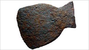 Archaeologists think the axe head could be evidence of a battle in 894 AD