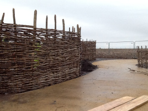 The completed walls on two of the buildings.